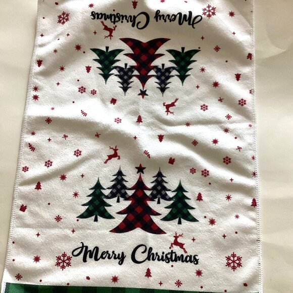 2 Christmas Hand Towels 2 Tea Towels Pot Holder Festive Kitchen Linens Cotton - Picture 8 of 9